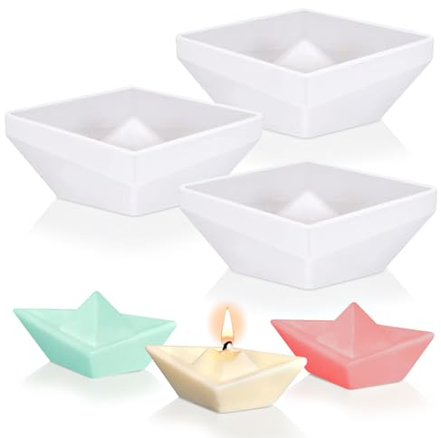 LWuuywa Silikonform Boot, 3 Stück 3D Origami Kerzenformen Silikon Weihnachten Fondant Backform DIY Dekoration für Tortendeko Schokolade Kerzen Handwerk
