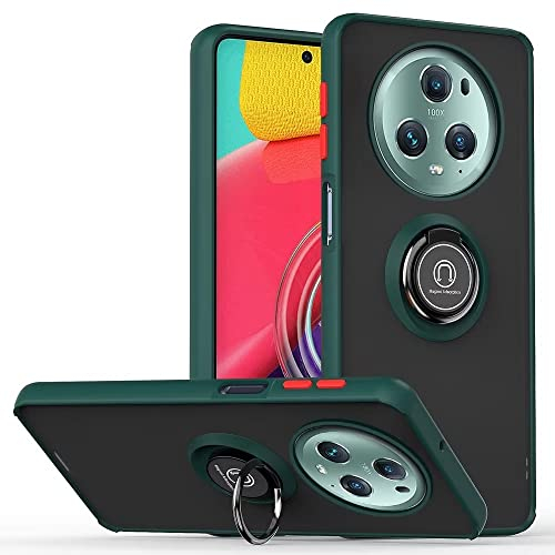 EASSGU Hülle für Honor Magic5 Pro 5G (6.81 Inches), Ringständer Klare Schutzhülle, Stoßfeste, tropfenfeste TPU Silikon Stoßfänger Telefonhülle - Dunkelgrün