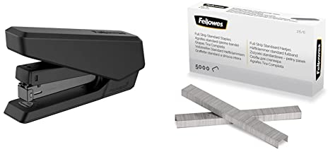 Fellowes Tacker LX850 Easy-Press Hefter mit Microban Technologie Heftgerät für 24/6mm und 26/6mm Hefklammern - schwarz - 1 Stück + Heftklammern 26/6 mm für Full-Strip/Vollstreifen-Heftgeräte