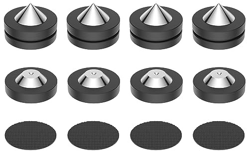 Brollitest Box Of 4 Speaker Spikes, 39x26mm Speaker Subwoofer Damper, Black Stainless Steel Speaker Acoustic Feet Hifi Feet For High End Speakers, Subwoofers, Cds Etc.