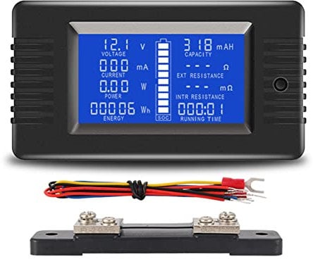 Yeruvce PZEM015 Digital DC 0-200V Voltage Current with 50A Shunt Car Battery Tester Voltage Meter Monitor 12V 24V 48V