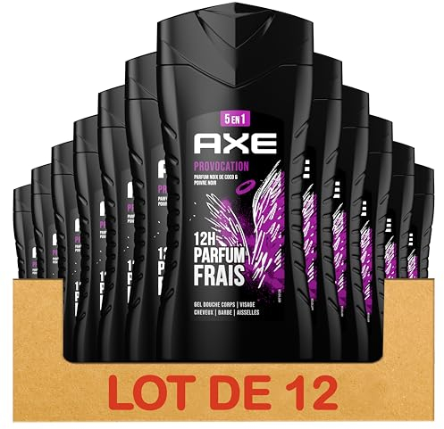 AXE - 5-in-1-Duschgel für Herren, 24 Stunden feuchtigkeitsspendend, 87% natürliche Inhaltsstoffe, Kokosnussduft & schwarzer Pfeffer, 12 x 250 ml