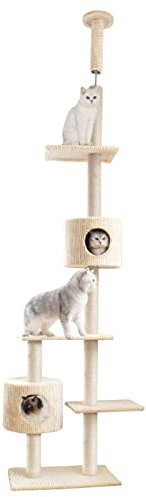ARICCI Cat Tree Tower for Large Cats - Floor to Ceiling Climbing Frame with Adjustable Nest Sisal Rope Scratch Post and Plush Cat Bed