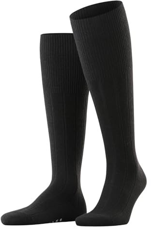FALKE Men's Lhasa Rib M Kh Wool Cashmere Long Plain 1 Pair Knee-High Socks, Black 3000, 5.5-8
