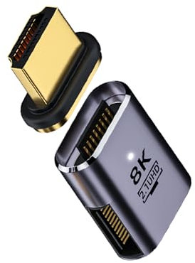 IVIVTOR Adattatore HDMI Magnetico 8k - 48 Gbps Spina Magnetica Supporti per 8K@60Hz 4K@120Hz HDR Monitor - Connettori HDMI 2.1 Maschio A Femmina per TV Laptop Lettore DVR