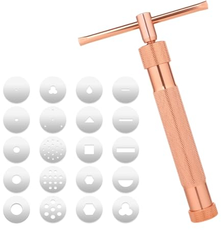 salbsever Fondant Extruder Werkzeug, Modellierwerkzeug Set für Fondant mit 20 Austauschbar Discs für Zucker Handwerk Fondant Kuchen Dekorieren, Roségold