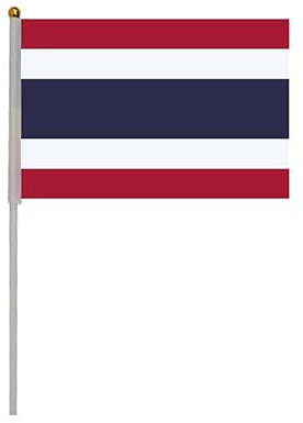 Pandiui23 20 Stück Kurbelflaggen Thailand, tragbare Mini-Flagge Thailand, 14 cm x 21 cm, Rot, Weiß, Blau, Patriotisch, für Feiertage, Feste, Paraden, Dekorationen
