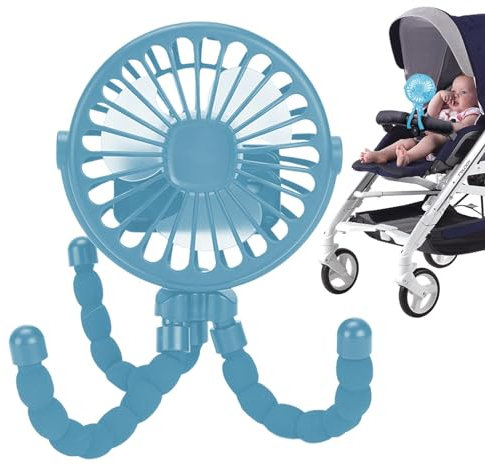 Ventilador de cochecito con clip, ventilador portátil para cochecito, ventilador portátil M ini, ventilador de mano de 3 velocidades, ventilador de cochecito de bebé, ventilador de mano con clip de