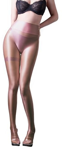 SOFSOT Sportleggings Ultra – transparent, glänzende Strumpfhose für Damen, Kontrolle von oben bis zur Taille, Bauchkontrolle, glatte Strumpfhose, braun, 42