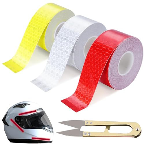 3 Pièces Ruban Adhésif Réfléchissant, 4.5M Ruban Réfléchissant, Bande Reflechissante Autocollante pour L'extérieur, Ruban D'avertissement Réfléchissant étanche Auto, pour Véhicules, Scooters, Vélos
