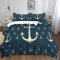 XCQHZYQ Bettwäsche 180x200 cm Anker Marineblau 3 Teilig Bettwäsche Set Polyester Baumwolle Doppelbett Bettbezüge mit Reißverschluss und 2 Kissenbezüge 80x80cm