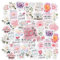 SHANFAA 46PCS Pink Peony Flower Stickers, Self-Adhesive, Glossy, Paper, Floral Pattern, Outdoor Use, Stickers