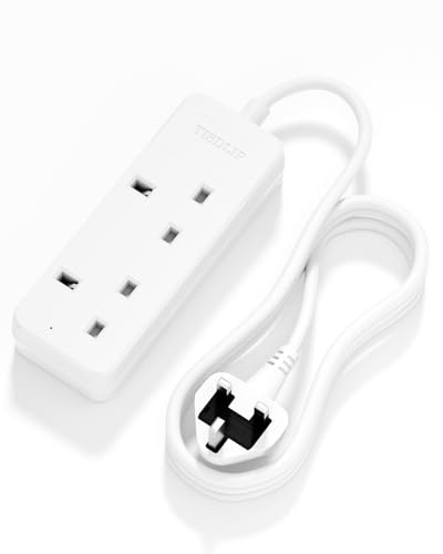 TISDLIP 2 Plug Extension Lead with 3M Cable, 13A Heavy Duty, UKS168A26 White