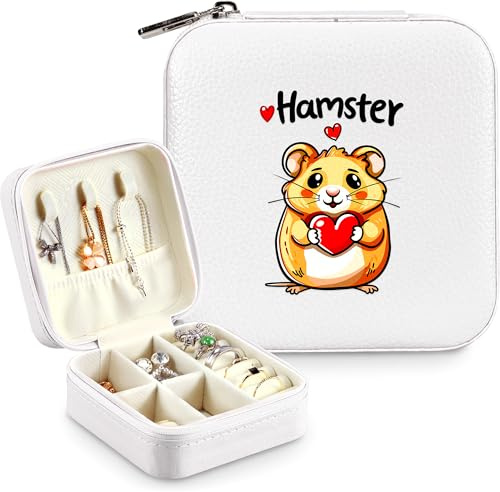 BJDAMAI Hamster-Schmuckschatulle, Geschenke für Kinder, Teenager, Mädchen, Alter 8–12 Jahre, Hamster-Liebhaber, Sachen, Zubehör, Dinge, Merch, Dekoration, Merch, Reisering, Ohrringe