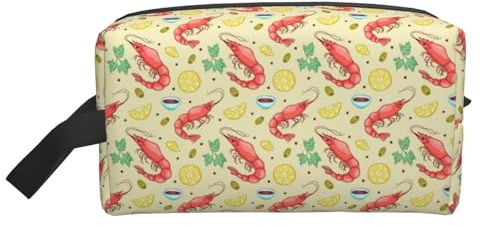 Beauty case per uomini e donne, gamberetti limoni giallo borsa da viaggio borsa da toilette borsa cosmetica, borsa da toilette da appendere borsa da barba per accessori da viaggio