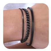 Herren Armband Edelstahl Armbänder Schwarz - 3 Stücke Männerarmband Set 316L Edelstahl Herrenarmbänder Armreif Schwarz Panzerkette Schlange Armkette für Männer Jungs，Men's Bracelets Geschenke für Mann