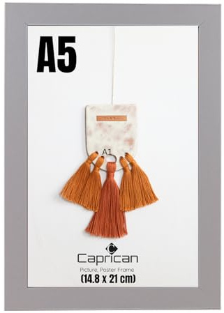 caprican A5 Picture Frames - Grey Photo Frame with Safe Perspex Front - A1 A2 A3 A4 A5 Photo Frames Multiple Pictures Sizes Colors, Portraits & Wall Mounting Orientation (14.8 x 21 cm)