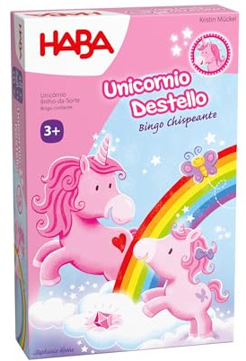 HABA 2012212004 Glitzerndes Einhorn – funkelndes Bingo, Achtsamkeitstischspiel für Kinder, über 3 Jahre