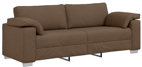 vidaXL modernes braunes 3-Sitzer Sofa mit Kissen für den Innenbereich | Textilene-Stoff, strapazierfähiger Metal l- und Holzrahmen, perfektes Wohnzimmer, stilvolle und Bequeme Sitzgelegenheiten,