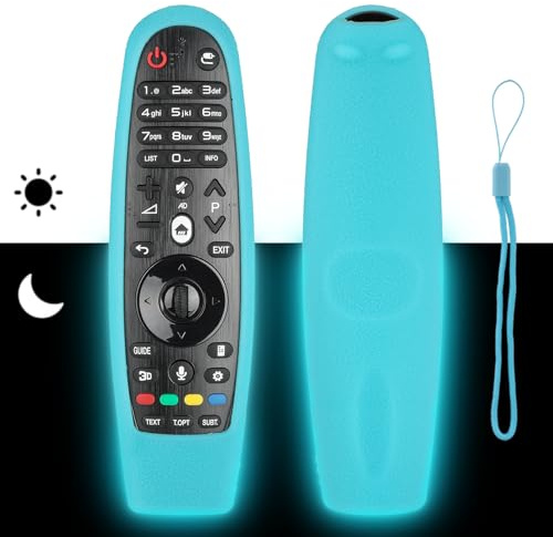 Funda para Mando a Distancia de Silicona Compatible con LG AKB75855501 AN-MR20GA AN-MR650A AN-MR600 AN-MR18BA Mando a Distancia Cubierta Protectora a Prueba de Choques con Cordón (Azul Fluorescente)