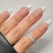 24pcs White French Tip Press on Nails - Almond Shaped French Tip False Nails - White Pearl Stiletto Fake Nails with Glue - Full Cover Elegant Artificial Acrylic Nail for Women Daily Wear in 12 Sizes