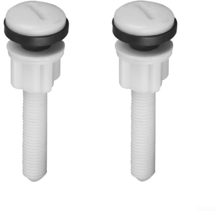 Toilet Seat Fixing Plastic Hinges Bolts and Nuts 2 Pack with Washers for Repair and Replacement, Compatible with Most Close Coupling Toilets, 80mm Bolt Length