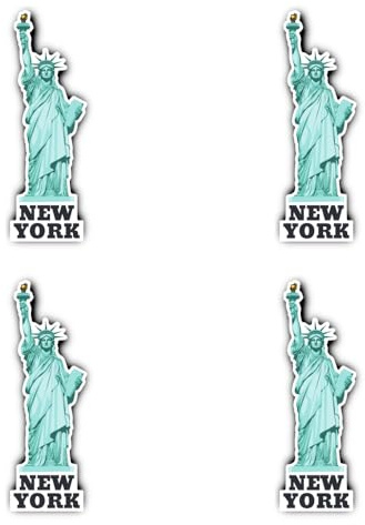 Aufkleber: 100 mm, 4 Stück - Freiheitsstatue Aufkleber 4er‑Set – Vinyl Decal Reise Souvenir USA Motiv New York 100 mm
