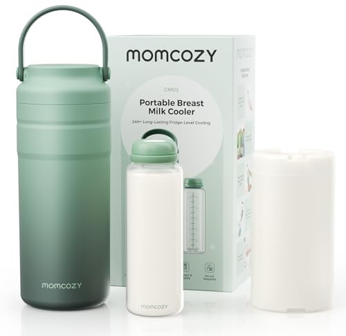 Momcozy Portable Breast Milk Cooler for Travel, 24H Ice-Free Cooling Breastmilk Storage Bottles Container, 12oz Leak Proof Outdoor Small Freezer, Baby Breastfeeding Essential Gift for New Moms