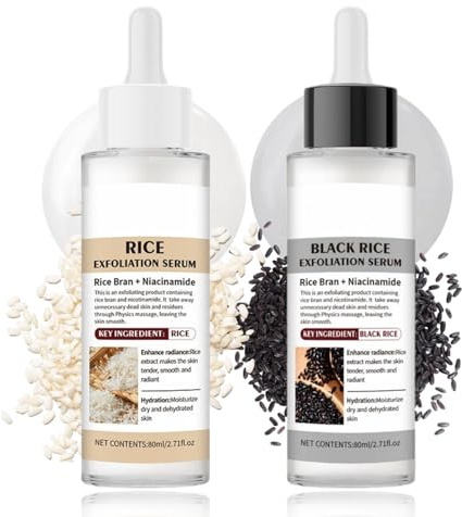 Weißer & Schwarzer Reispeeling – Peeling Gesicht 2PCS - Peel Shot Glow Rice Ampoule Duo - Mitesserentferner Porenreiniger Gesichtspeeling Frau & Männer - Sanftes Reis Peeling Serum Gesicht