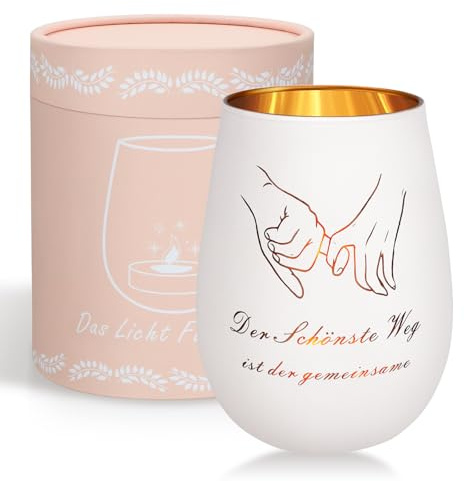 Hochzeitstag Geschenk, Windlicht Glas mit Gravur, Der Schönste Weg ist Der Gemeinsame, Verlobungsgeschenk, Goldene Hochzeit, Silberhochzeit, Hochzeitsgechenke für Brautpaar, Valentinstagsgeschenke