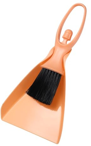QUARKZMAN Mini Recogedor Y Escobilla, Juego De Escoba Pequeña Y Recogedor para Escritorios Sofás Teclados Herramienta De Limpieza para El Hogar, Color Naranja Amarillo.