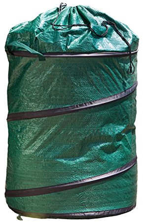 Windhager Gartensack Pop Up, Laubsack Selbstaufstellend, Springsack, 120 L,verschließbar mit Kordelzug faltbar, grün, 50 x 50 x 60 cm, 06739
