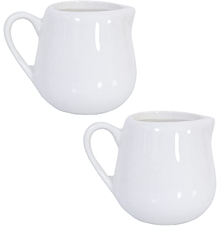 2 PCS 50ml Small White Ceramic Milk Jug Kitchen Pouring Coffee Cream Sauce Cup with Handle By +ing