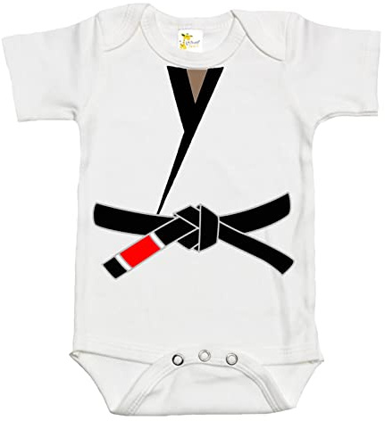 Rapunzie Black Belt Karategi Baby Bodysuit Cute Karate Baby Clothes for Boys and Girls (6-12 Months)