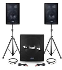 Pack sonorisation - Bm Sonic BMS1812-USB-BT - 2400W - Sub 18 + 2 Enceintes 12 + Pieds + Câbles + Tél -