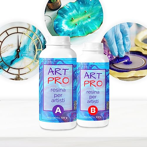 Resin Pro ART PRO Epoxidharz ideal für Tabletts, Untersetzer künstlerische Fußböden und Wandverkleidungen, Ungiftig zertifiziert, Kostenlose Handschuhe, Technischer Kundendienst auf Deutsch 1,66Kg