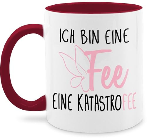 Tasse Tassen 325ml - Statement Sprüche - Ich bin eine Fee - 325 ml - Bordeauxrot - gross mit spruch lustig spruchtasse sarkasmus katastrophe große kaffeetasse spruchtassen spruechen katastro