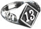 viva adorno Herren Ring Lucky Dreizehn 13 Totenkopf Skull Bones Siegelring Daumenring 925 Sterlingsilber SR23, Gr. 70
