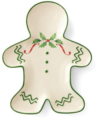 Lenox Dinnerware Set, Holiday Gingerbread Man Accent Plate, Service for 1, 8 Inch Porcelain Plate Perfect for Christmas Hosting, Dishwasher Safe, Christmas Decor, Gingerbread Man (Multicolor, 1 Piece)