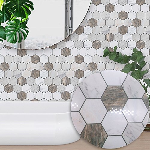 Alwayspon Plaza de Vinilo Azulejos, Auto Adhesiva Pared de la Etiqueta engomada del azulejo para la decoración casera, 10 Piezas Watercolor 20x20cm (TS028, 20x20cm)