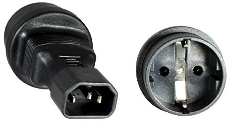 DINIC Stromadapter, Netzadapter Schuko, Schutzkontakt-Buchse auf C14 Kaltgeräte-Stecker, Adapter (3 Stück, schwarz)