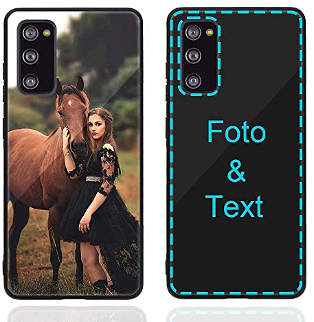 MXCUSTOM Personalisierte Handyhülle für Samsung Galaxy S20 FE 5G, Benutzerdefiniert Kratzfest Gehärtetes Glas Weicher Stoßfänger Hülle mit Eigenem Foto Bild Text Individuelle Schutzhülle(GHS-BK-P1)