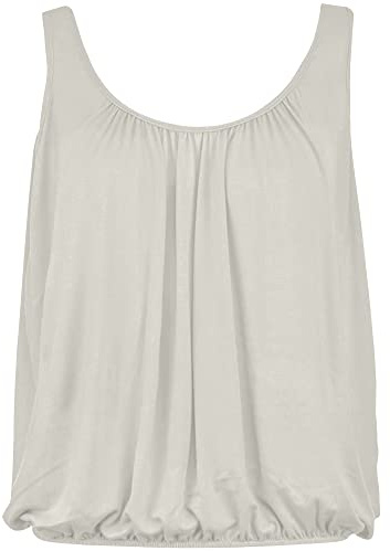 Love My Fashions® Women’s Vest Top Sleeveless Round Scoop Neck Tank Bubble Hem Straps Summer Vest Tops for Women UK Cream
