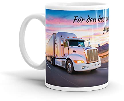 Tasse Personalisiert mit Wunschname Kaffeetasse als Geschenk - Design Trucker LKW Fernfahrer