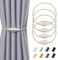 Pretty Jolly Magnetische Vorhang-Raffhalter, 40,6 cm, handgefertigt, gewebt, Seil, Vorhanghalter, praktisch, dekorativ, kegelförmig, Raffhalter für Zuhause und Büro, Fenstervorhänge (neues Beige)