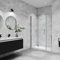 AICA porte de douche pivotante 140x195cm porte de douche pliante avec un élément fixe en 6mm verre anticalcaire