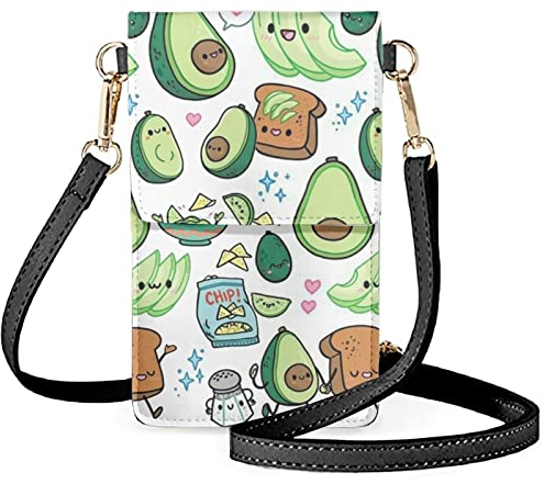 Coloranimal Damen Herren Crossbody Handytasche Touchscreen Handy Schultertasche PU Leder Geldbörse mit Kartenfächern, verstellbarer Schultergurt Handtaschen, Lustiger Avocado