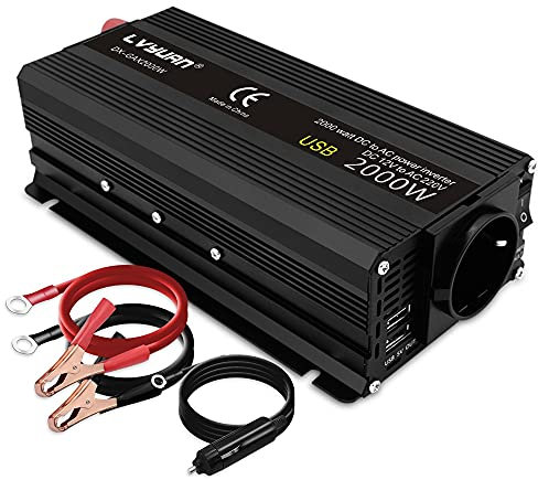 Inversor Inversor de coche 12V 220V potencia 500W/1500W/2000W convertidor 2 toma USB 12 voltios Auto Inversor 12v 220 V transformador Solar (Color Name : 12V 220V 1500W)