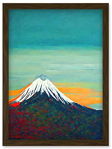 Doppelganger33 LTD Mount Fuji Volcano Peak At Sunrise Artwork Framed Wall Art Print A4