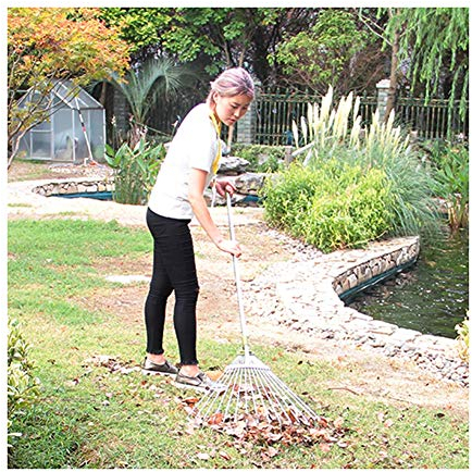 Laubrechen 15 Zähne Einstellbarer Rechenkopf Jätwerkzeug Rasenrechen mit Griff Leicht Tragbar (Color : Silver-3pcs, Size : 19x121.5cm)